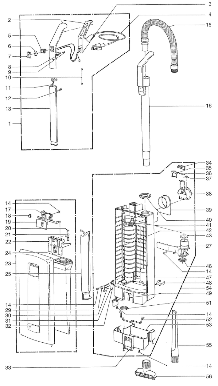 Exploded assembly diagram of a kitchen faucet and its components, showing hoses, sprayer, valve blocks, and mounting parts labeled by numbers for a repair manual